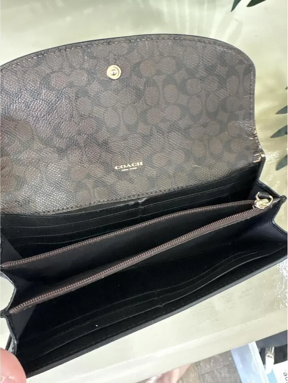 Coach Black Leather Continental Wallet Purse Ladies Vintage